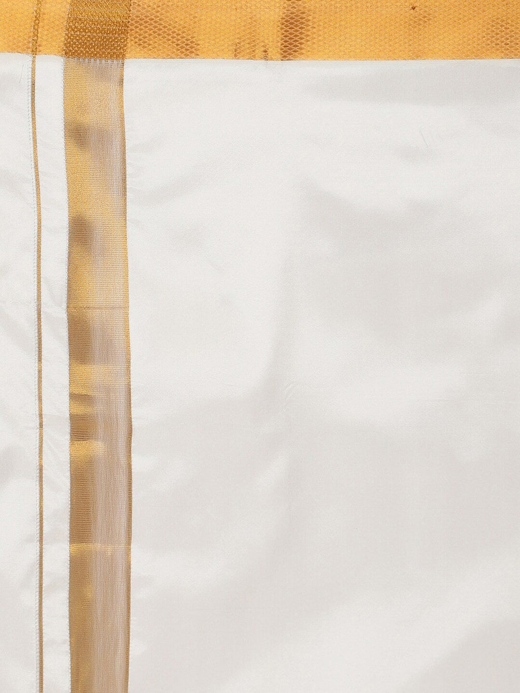 Sethukrishna Men Cream-Coloured Solid Art Silk Dhoti With Angavastram