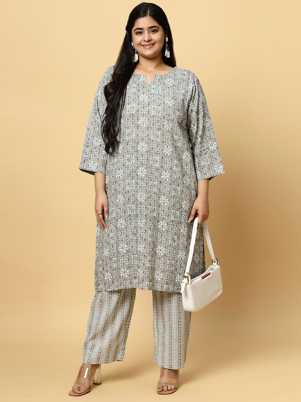 Sztori Plus Size Ethnic Motifs Printed Pure Cotton Kurta & Trouser