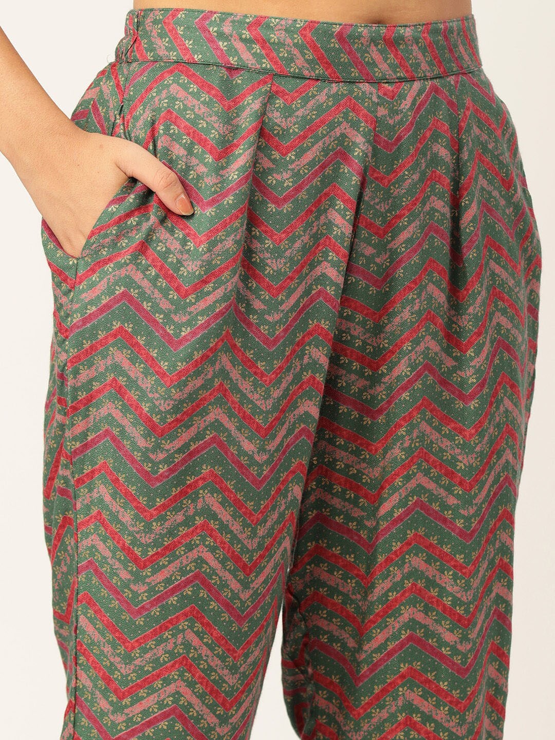 HERE&NOW Women Embroidered Kurta with Trousers & With Dupatta