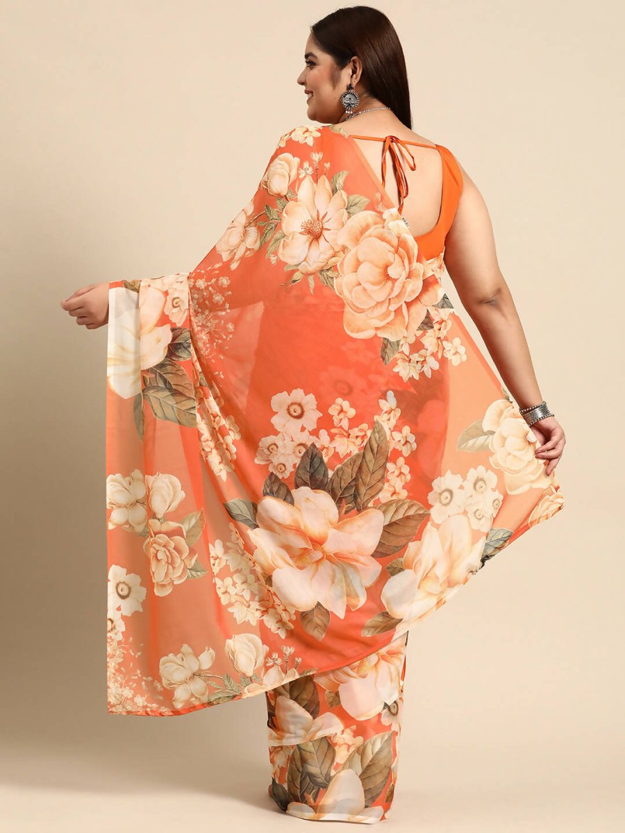 Ahalyaa Women's Traditional wear Saree - Orange