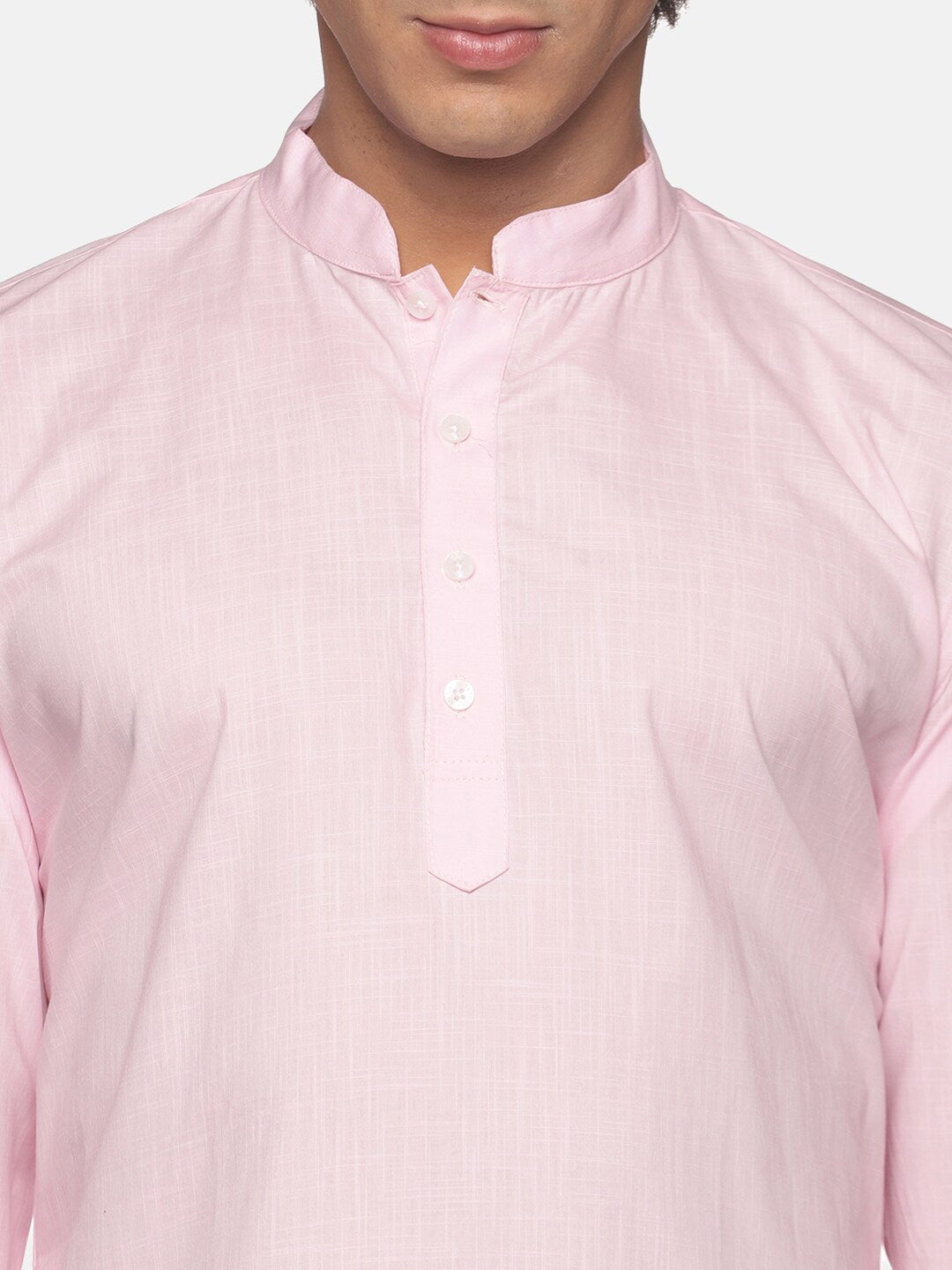 Sethukrishna Men Pink Pure Cotton Kurta with Dhoti Pants