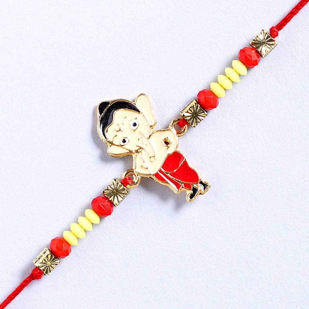 Cute Ganesha Rakhi & Almonds Jar