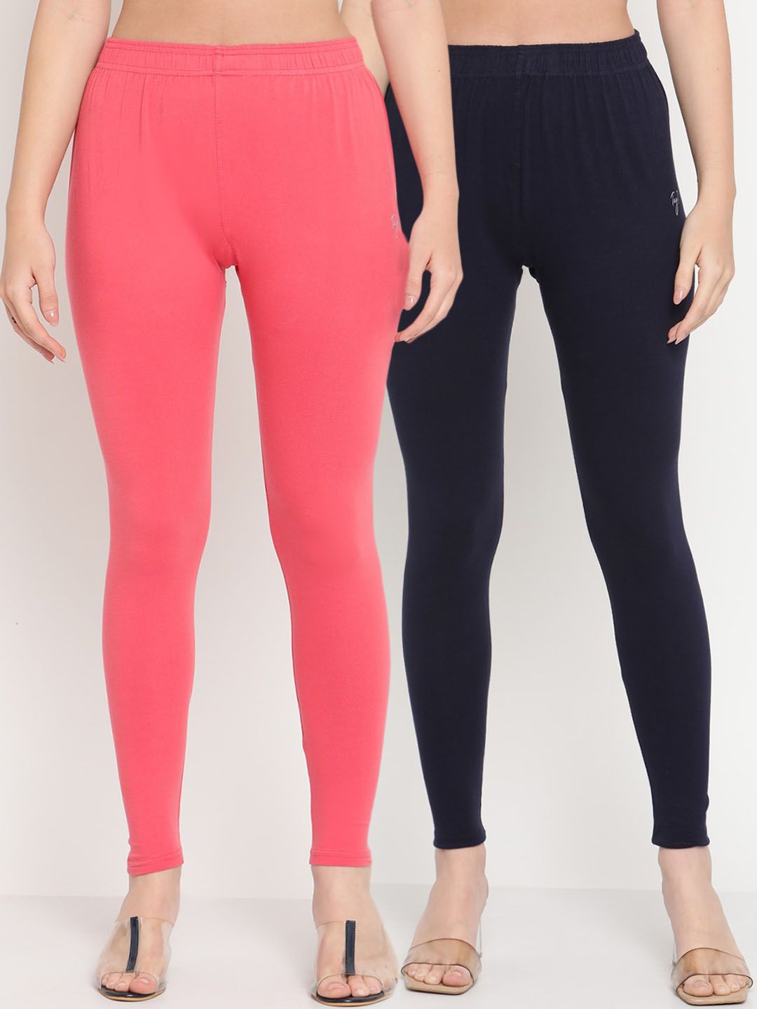 TAG 7 Women Pack Of 2 Solid Comfort-Fit Ankle-Length Leggings