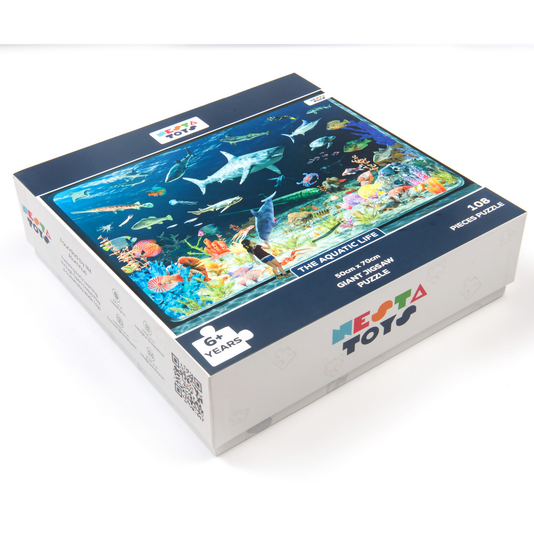 Nesta Toys Aquatic Life Jigsaw Puzzle for Kids, Jumbo Floor Puzzle, Educational Toy (6+ Years)