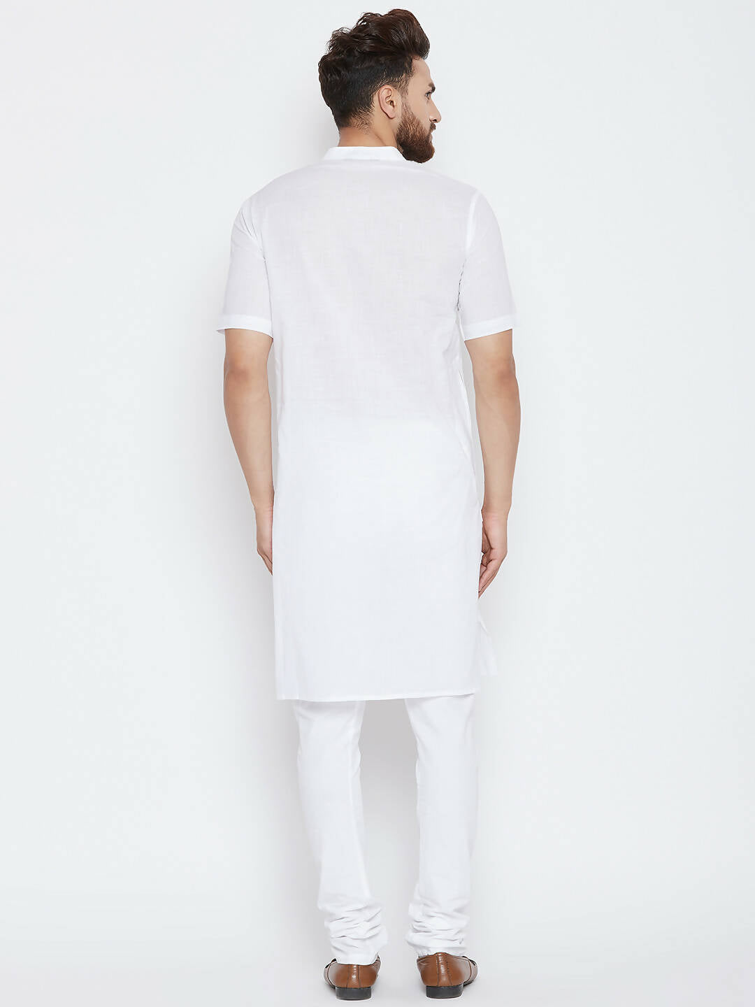 Even Apparels White Color Pure Cotton Men's Kurta With Band Collar