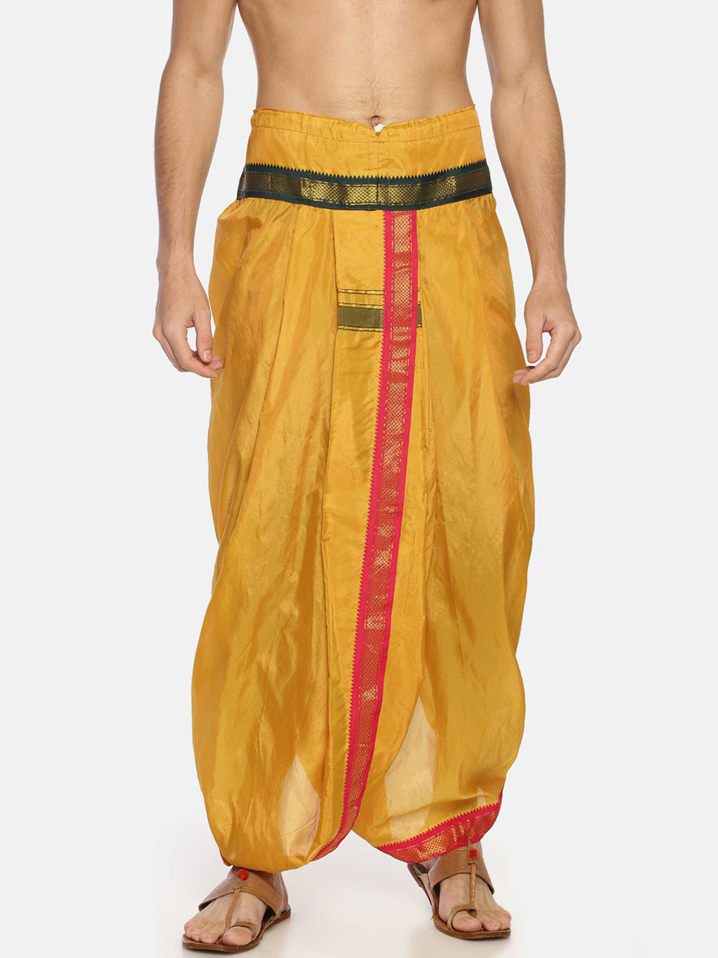 Sethukrishna Mustard Yellow Solid Readymade Dhoti Pant For Men