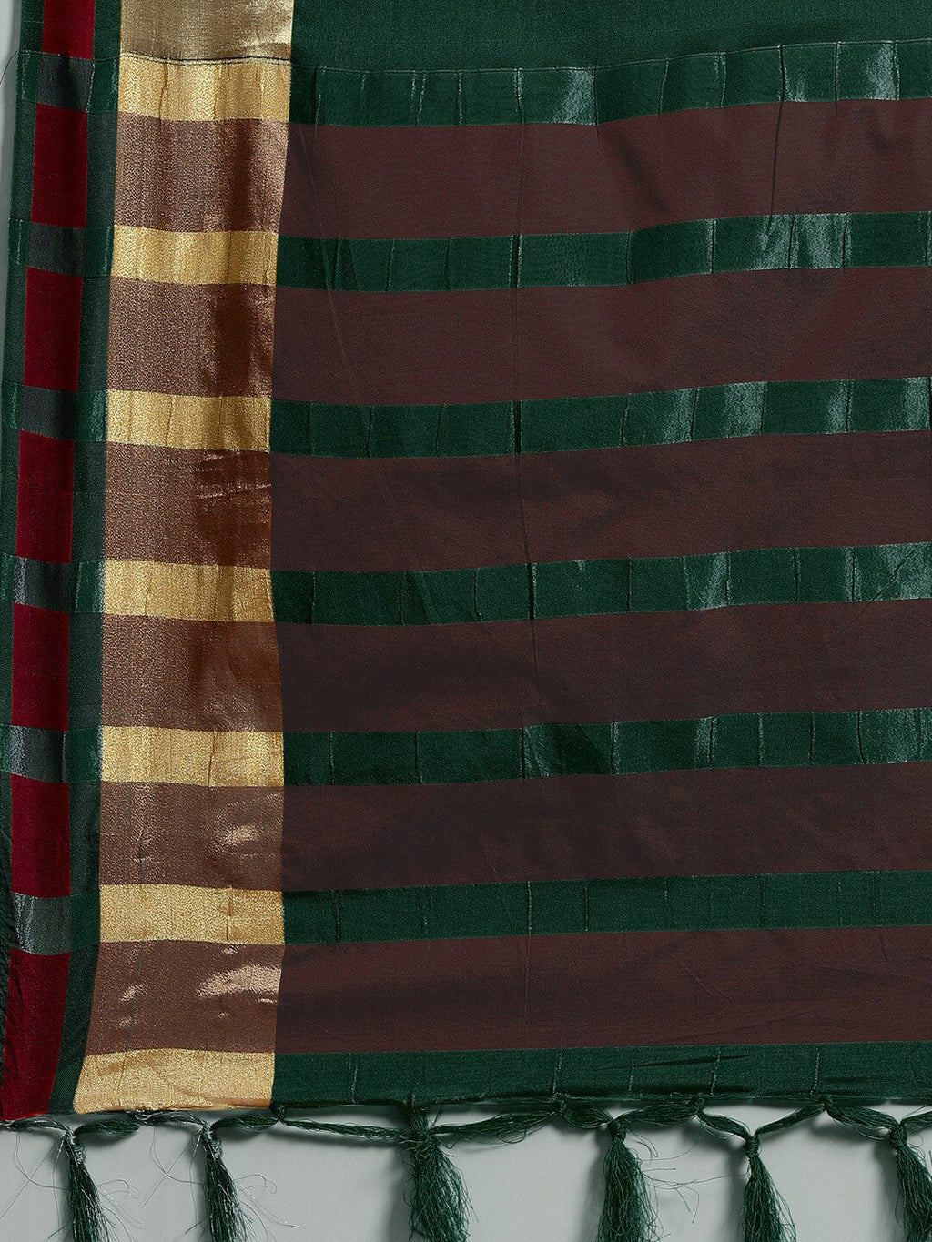 Saree Mall Green & Maroon Zari Silk Blend Uppada Sarees
