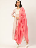HERE&NOW Women Cream-Coloured Pleated Kurti with Trousers & With Dupatta