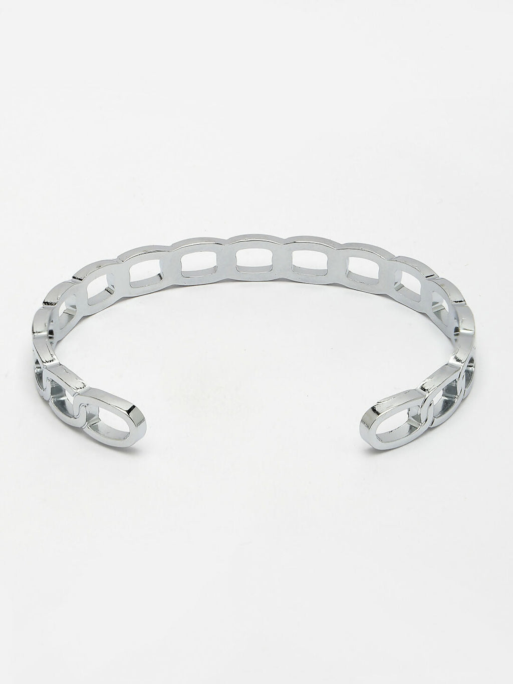 NVR Men's Set of 2 Silver & Black Rhodium-Plated Metal Cuff Bracelet