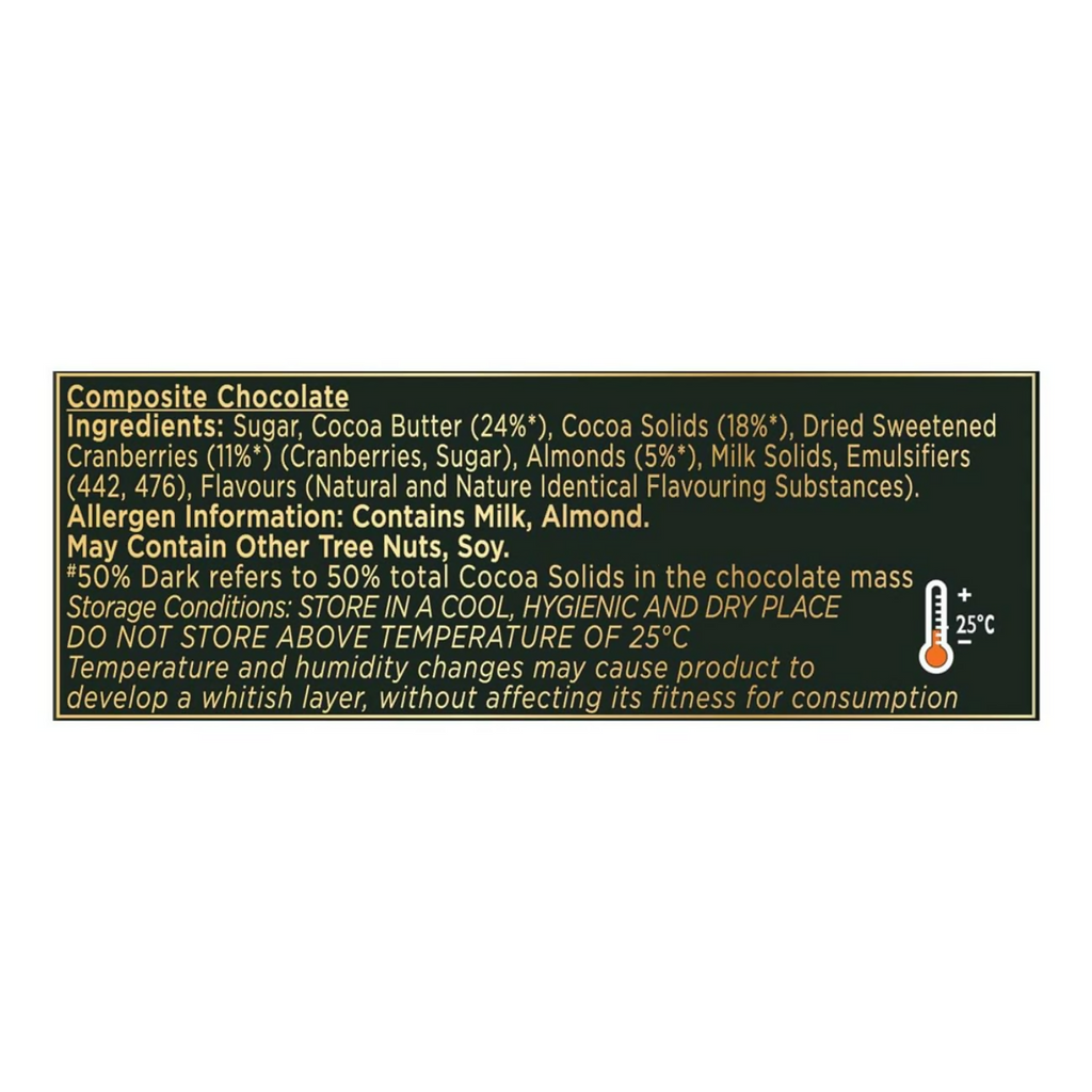Cadbury Bournville Cranberry Dark Chocolate Bar