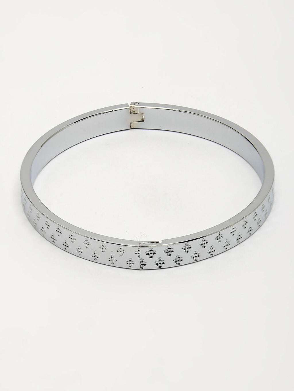 NVR Men's Silver-Plated Stainless Steel Kada Bracelet
