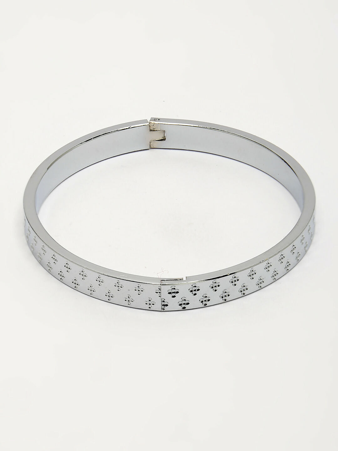 NVR Men's Silver-Plated Stainless Steel Kada Bracelet