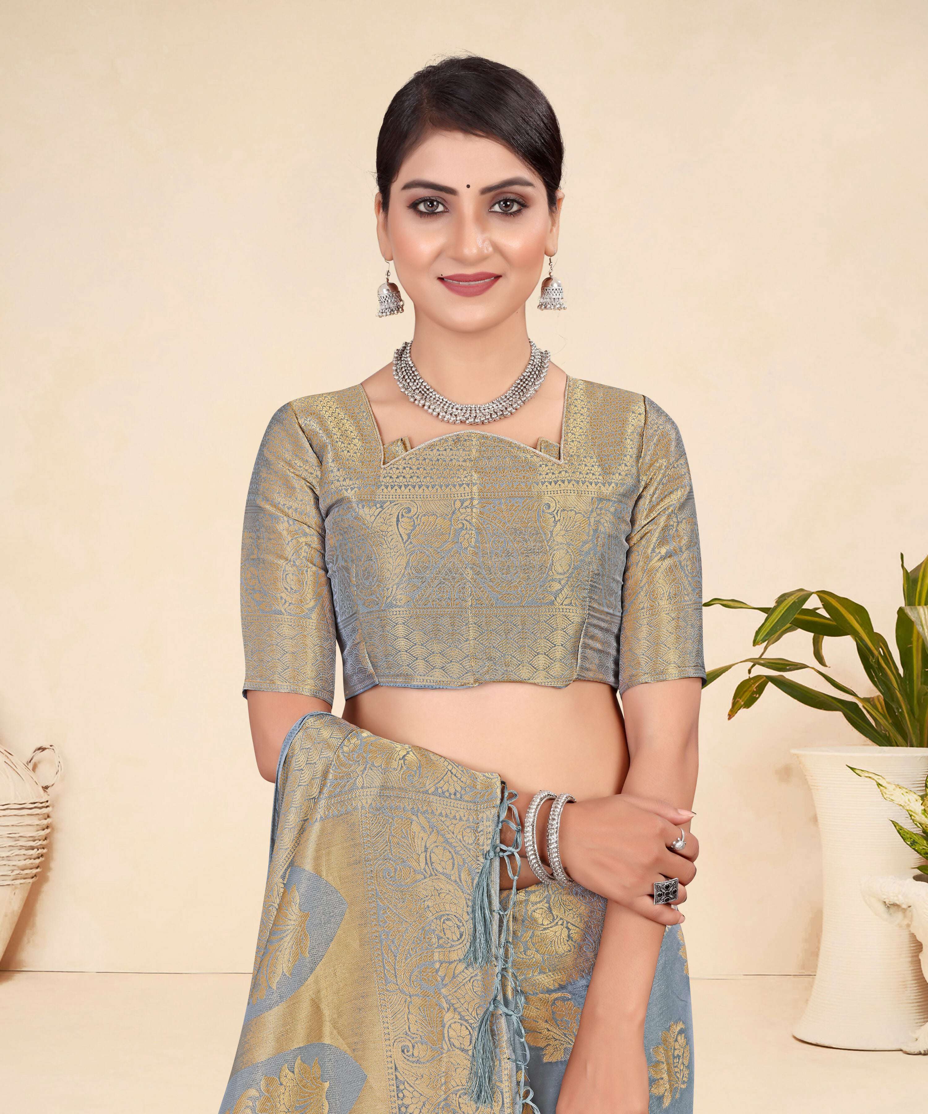 Grey Viscose Weaving Designer Saree - Vandini