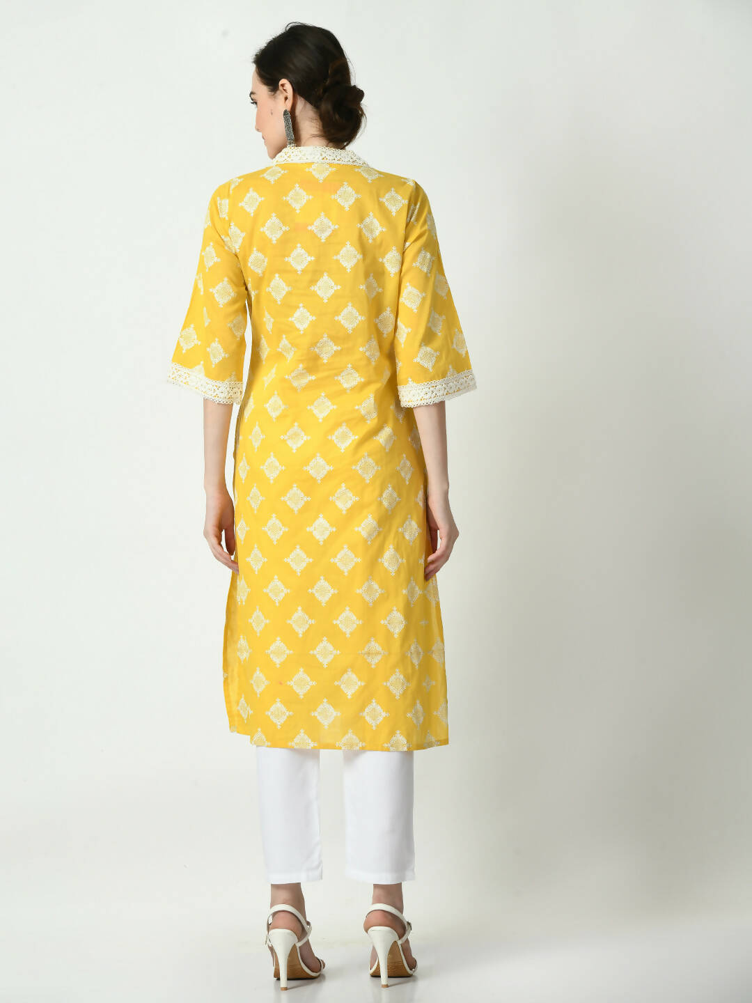 Myshka Women's Yellow Straight Printed Kurta