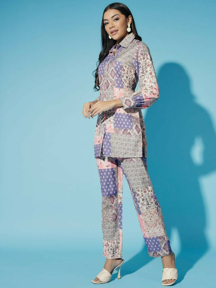Myshka Women Multi-Printed Bling & Sparkly Co-Ords
