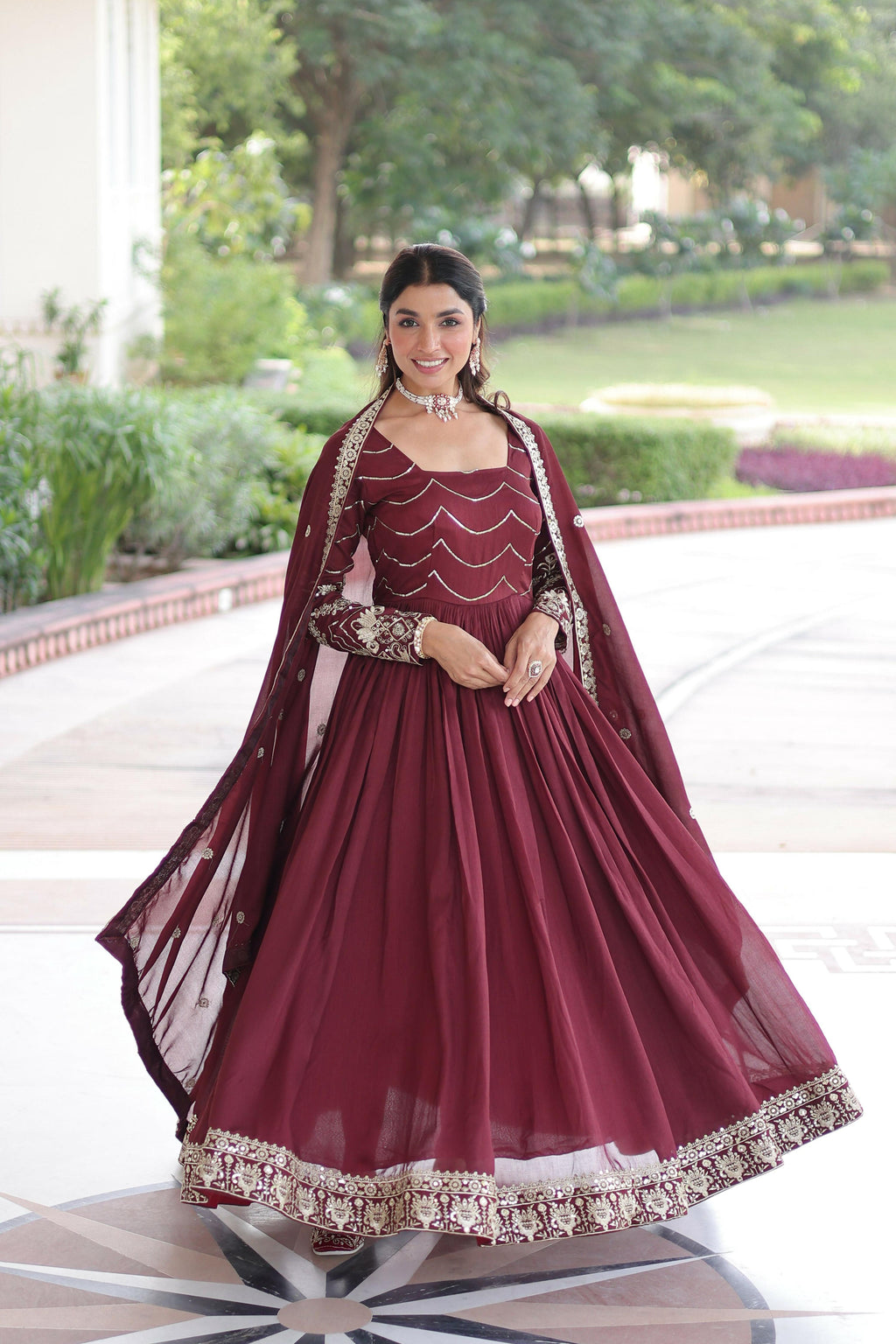 Joban Fashion Maroon Readymade Kurta Set With Sequence embroidery Work