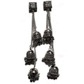 MS Fashion India Antique Kashmiri Black Color Long Hangings Chains Jhumkas Pearls Earrings