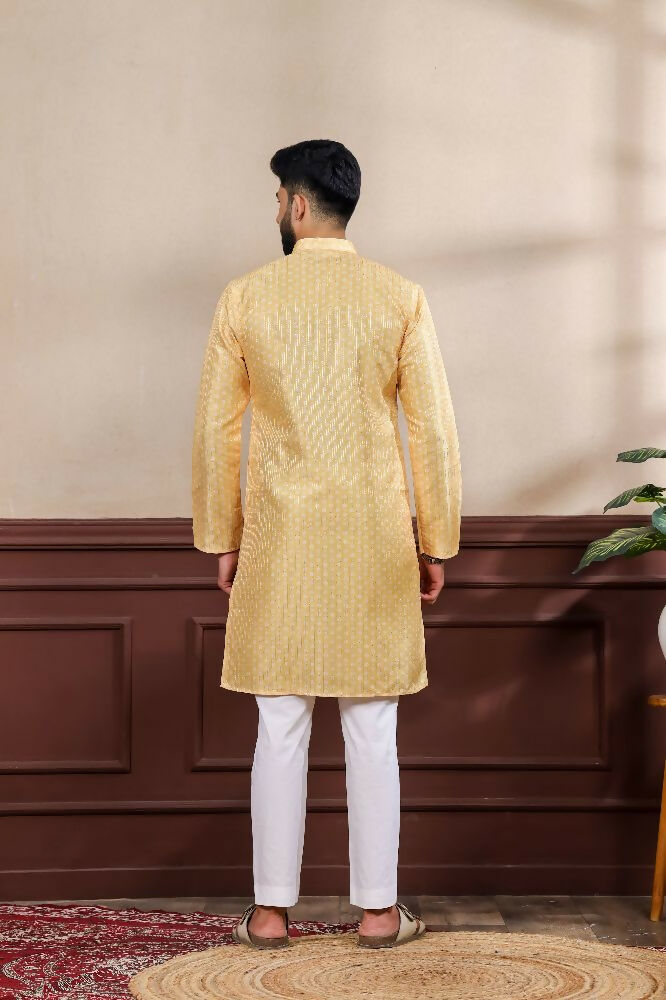 Yellow Art Silk Digital Printed, Embroidery Work Kurta Set - Mahotsav