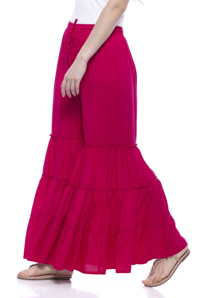 Mominos Fashion Reyon Cotton Magenta Palazzo