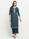 Rudra Bazaar Stright Gold Printed Kurti With Palazzo