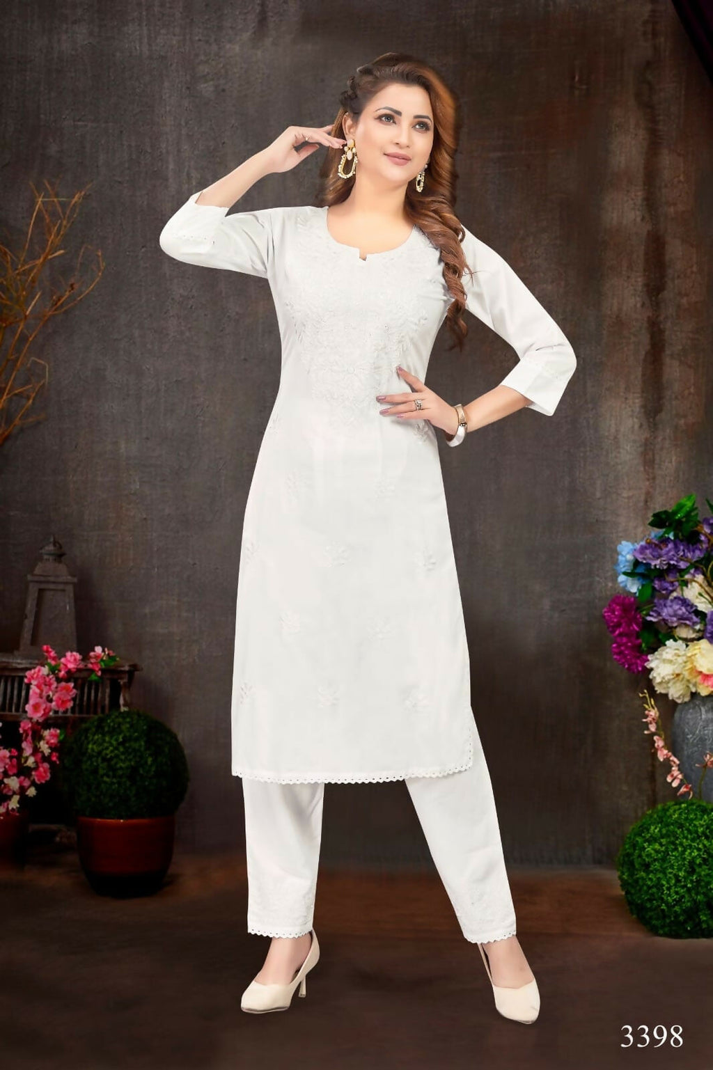 Joban Fashion Rayon White Color Kurta Set