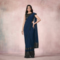 Blue Lycra Embroidery Designer Saree With Blouse - Mohmanthan Sitaarah