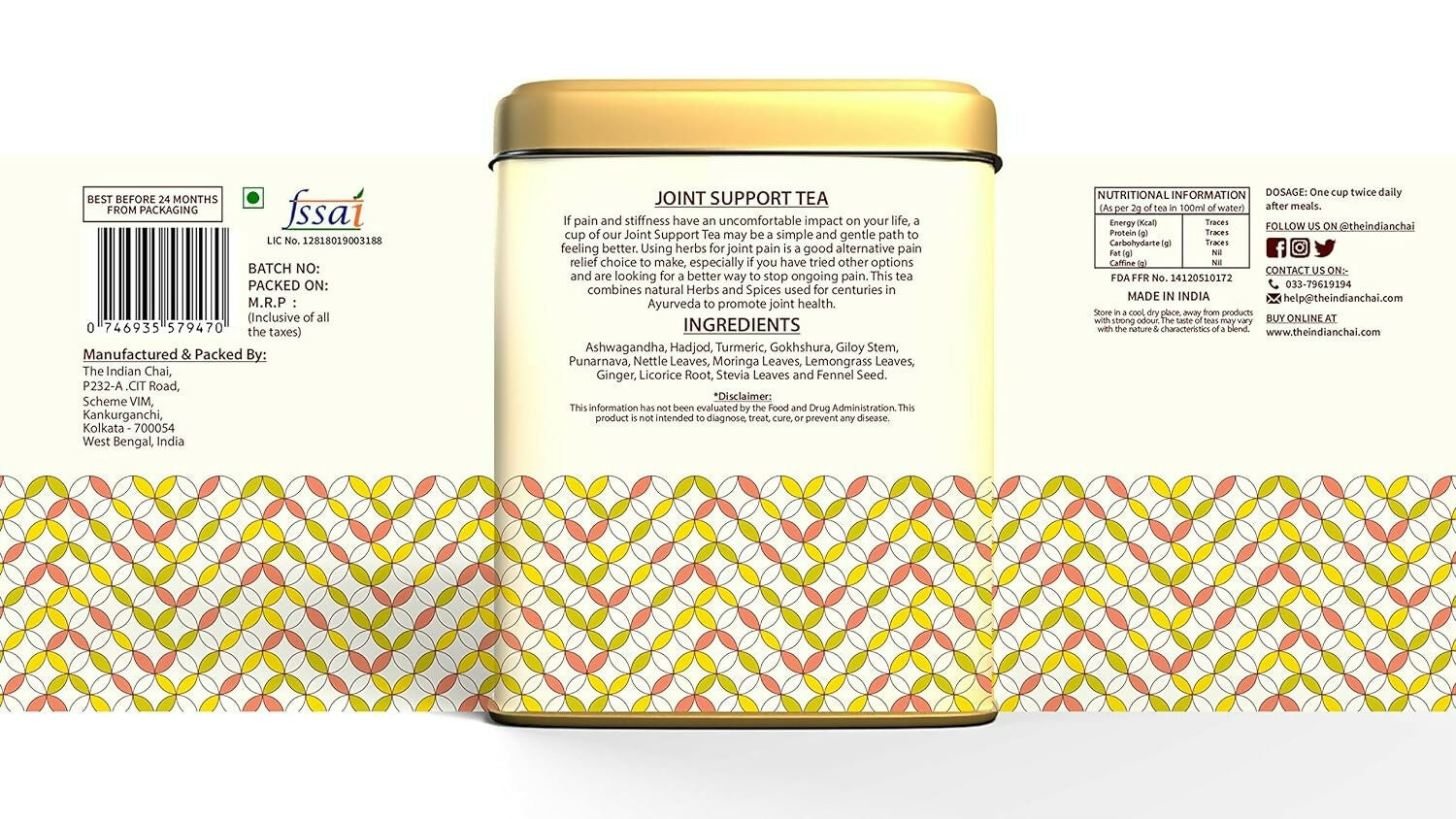 The Indian Chai - Joint Support Tea 30 Pyramid Tea Bags