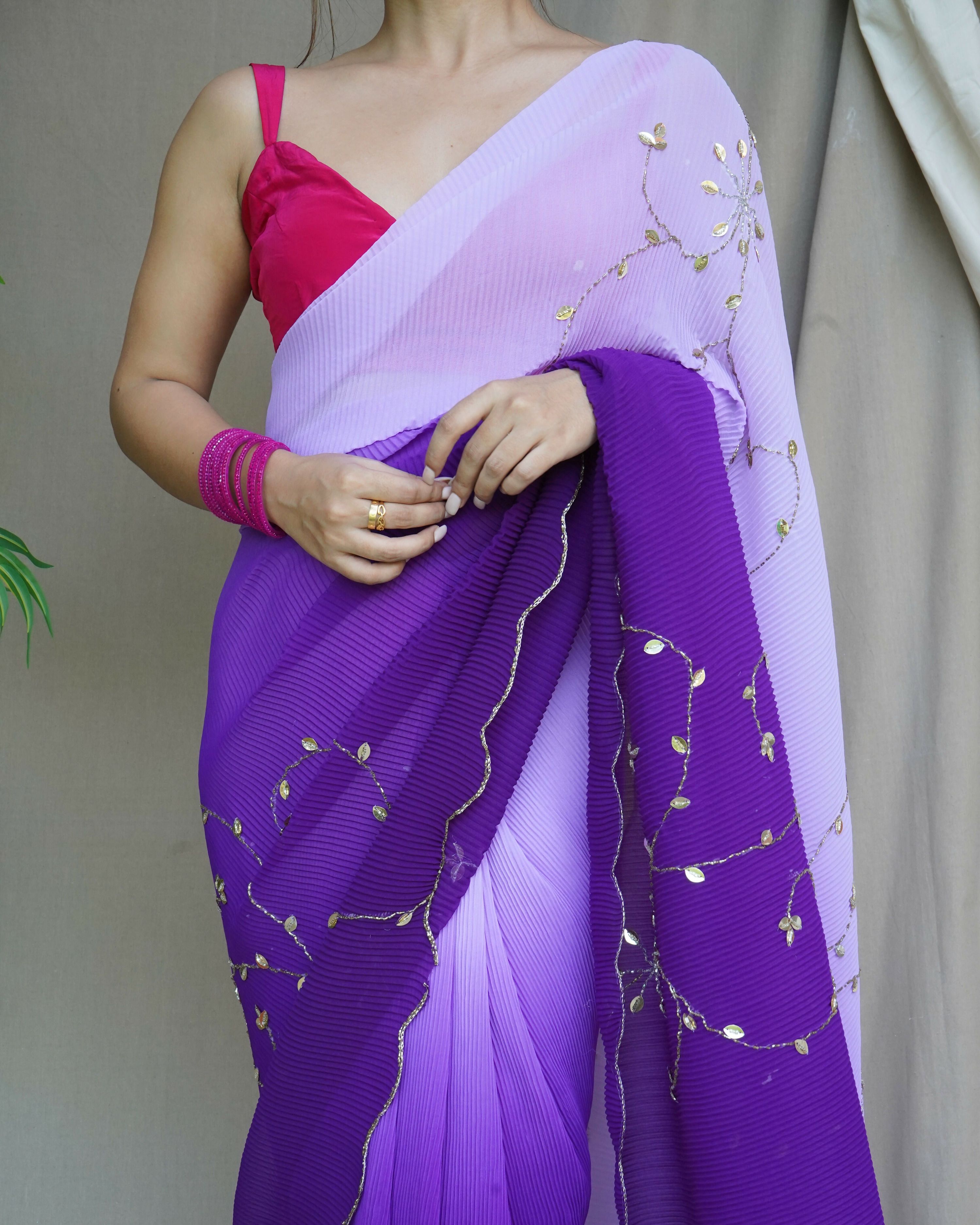Vamsee Antara Purple Georgette Saree