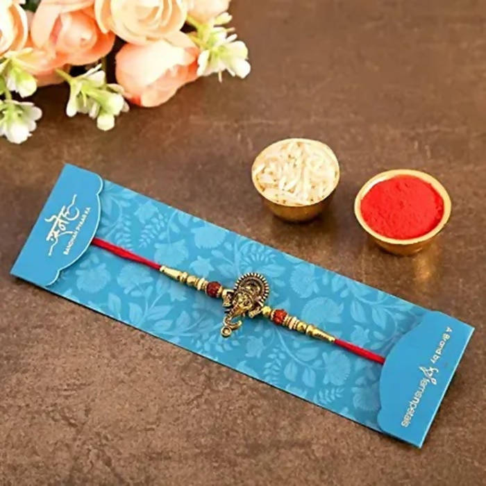 Lord Ganesha Rudraksha Rakhi & Almonds