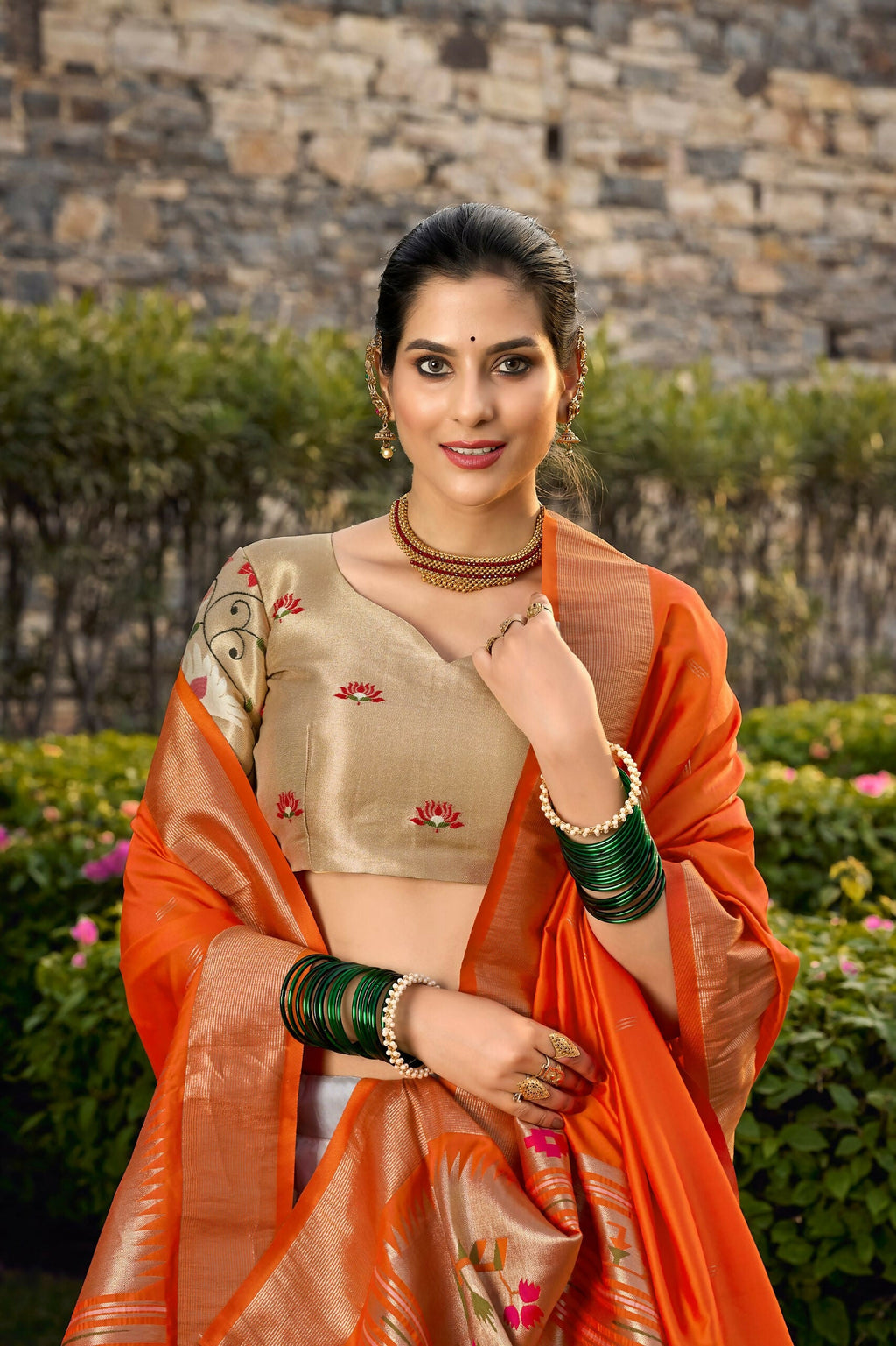 Vastranavya Traditional Jacquard Silk Paithani Lehenga Choli - White