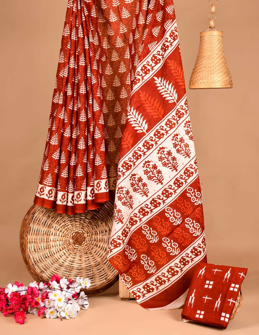 Exclusive Collection Red Beautiful Mulmul Cotton Saree