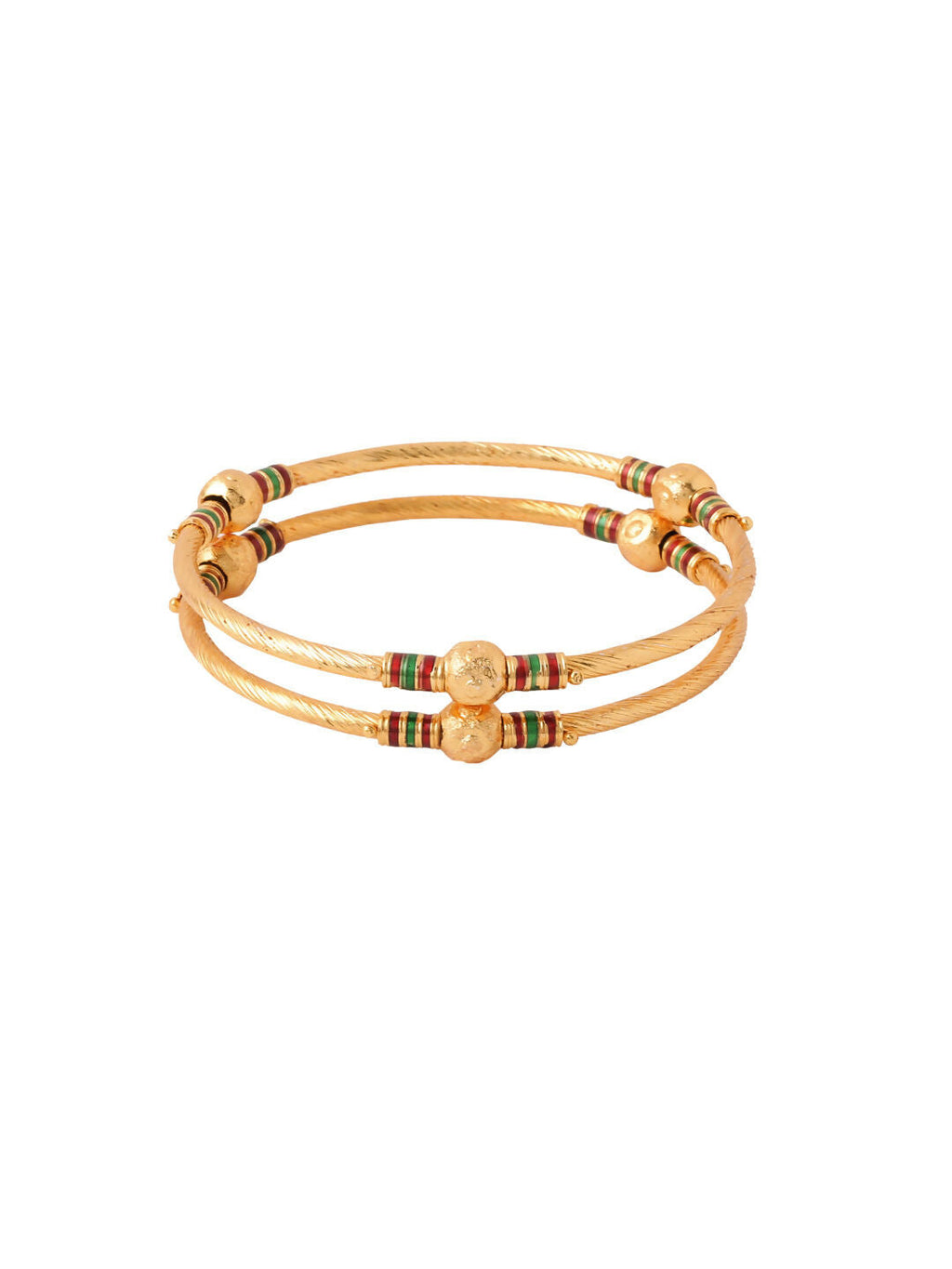 NVR Women Set of 2 Gold-Polished Traditional Bangles