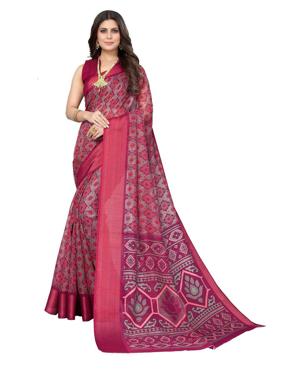 Vamika Cotton Pink Jari Border Bollywood Style Saree (VASU PINK)