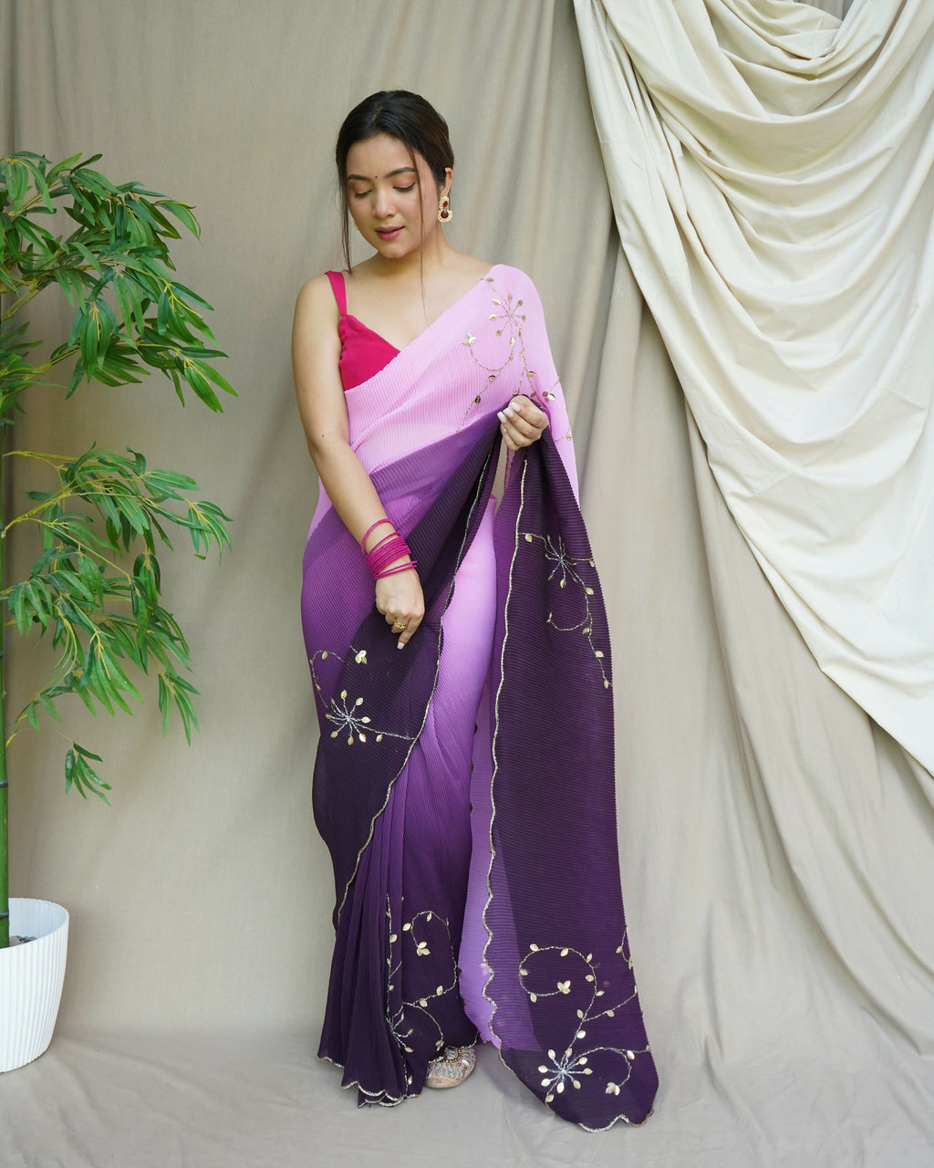 Vamsee Antara Violet Georgette Saree