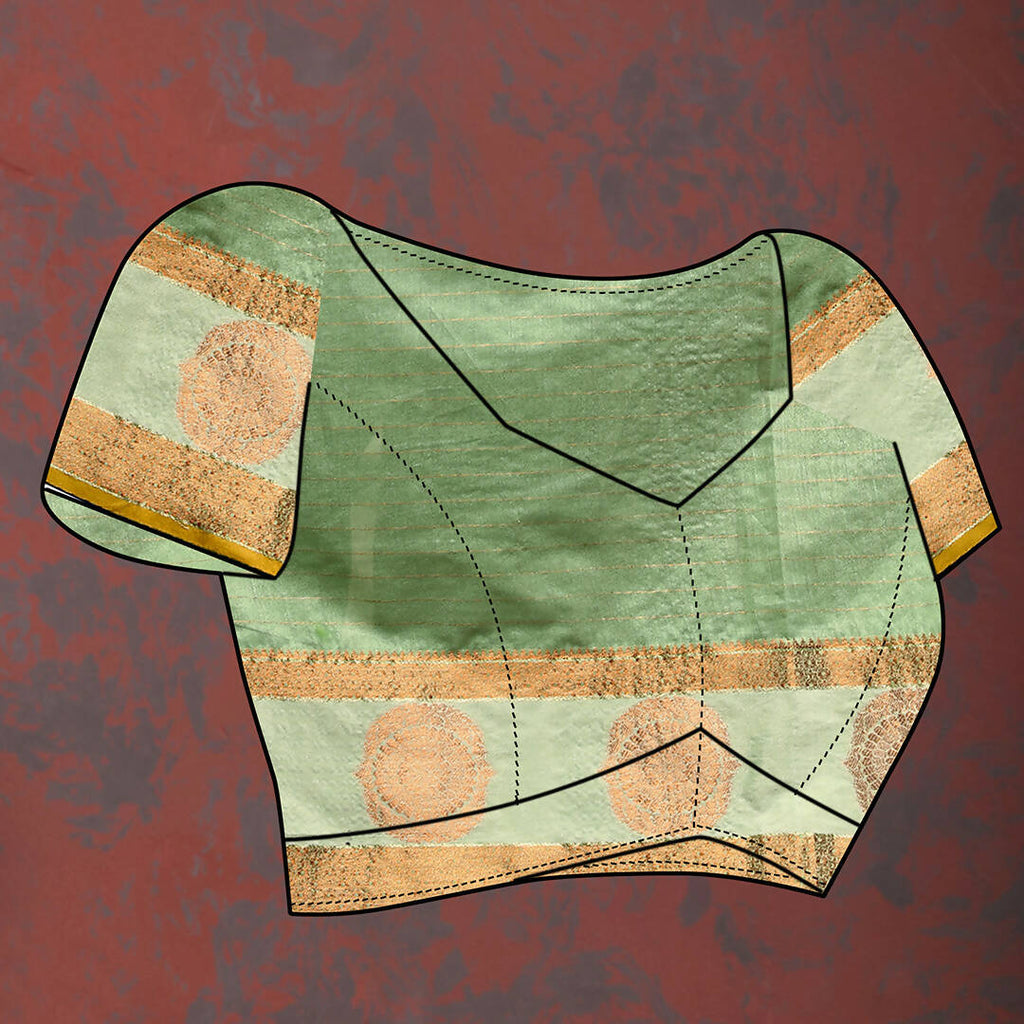 Lorenvalley Fashion Seagreen Cotton with Woven Design Zari Weaving Saree