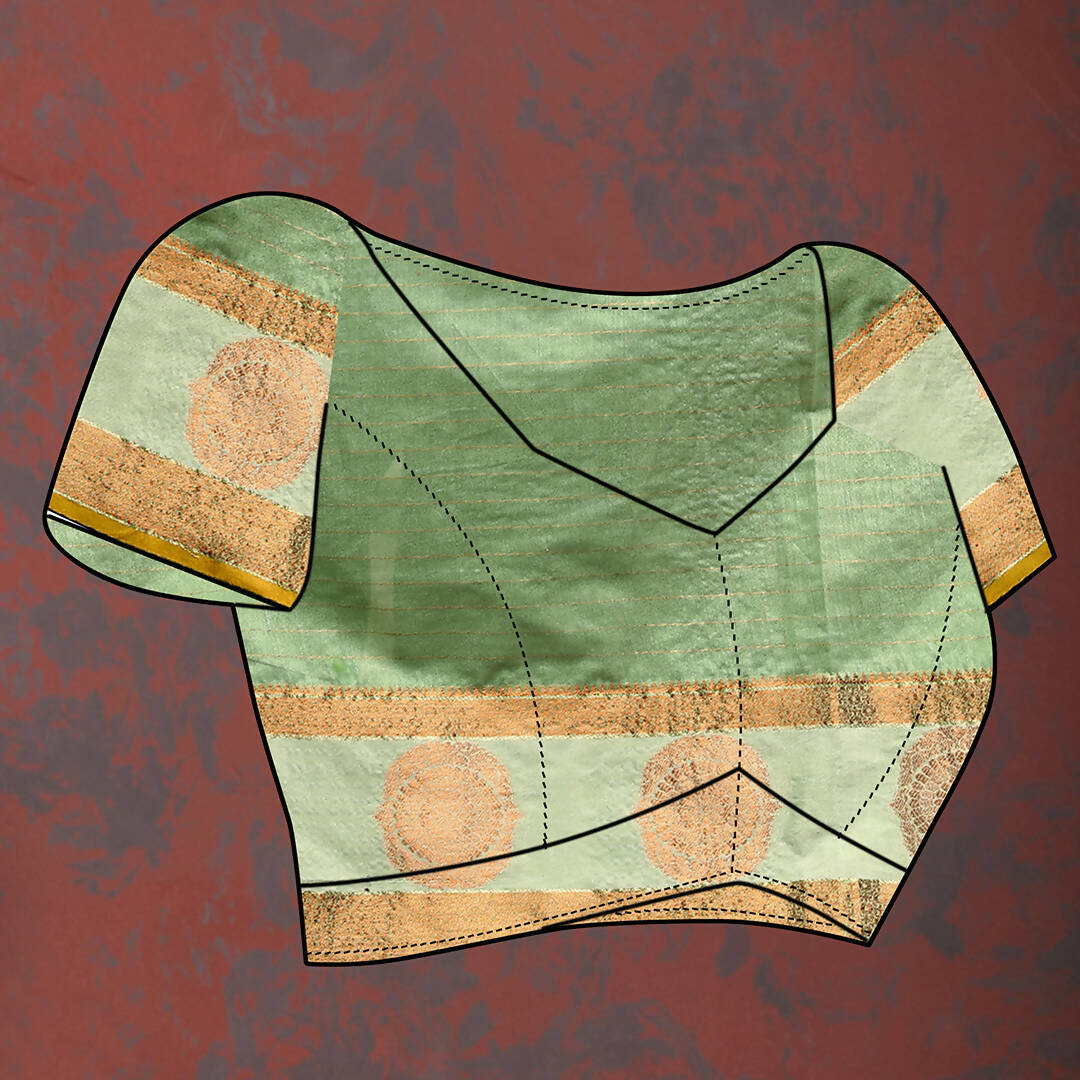 Lorenvalley Fashion Seagreen Cotton with Woven Design Zari Weaving Saree