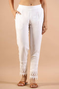 Juniper Women's White Rayon Solid Straight Pant