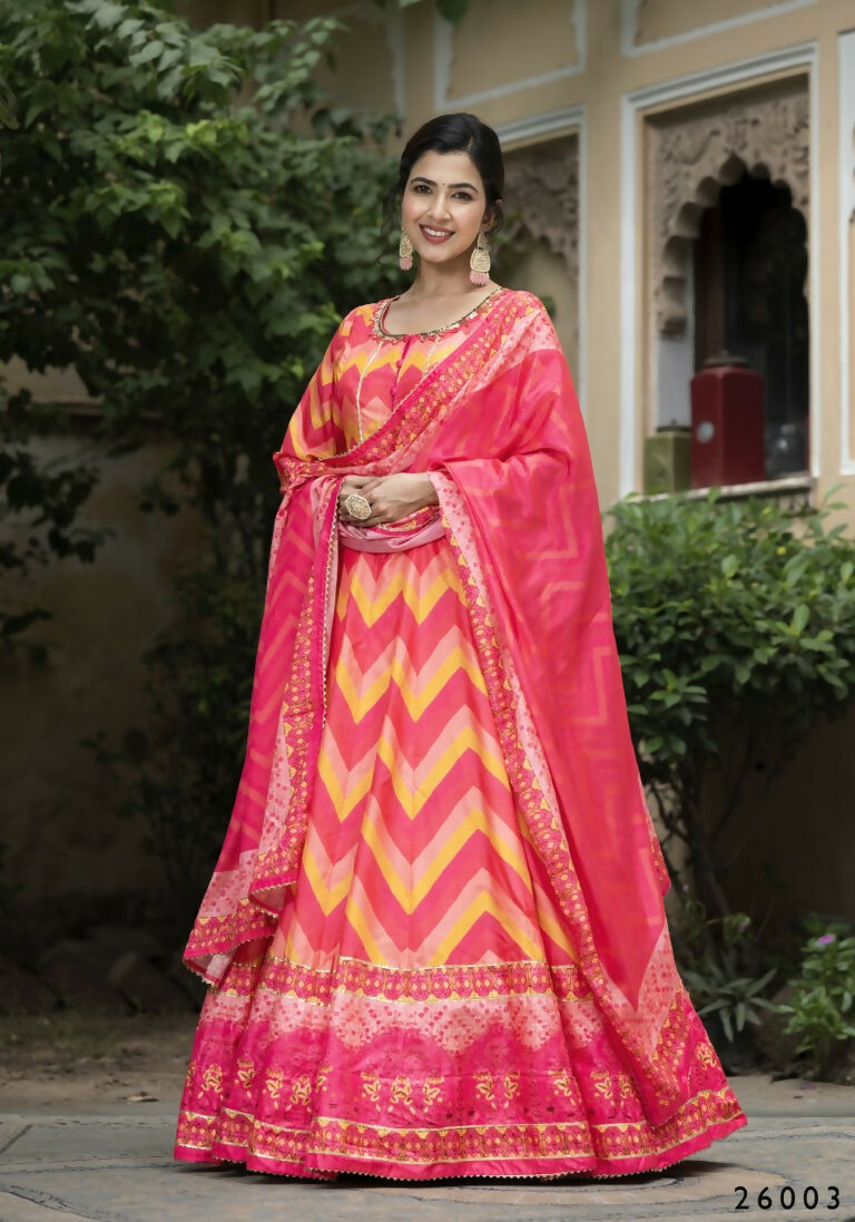 Wedding Designer Multi Soft Dola Silk Anarkali suit with Dupatta - Samanta