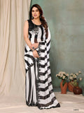 Aafreen Partywear Designer Balck & White Georgette Fancy Saree