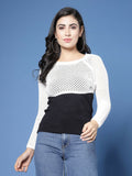 Women Winter White Color Cotton Pullover - Wool Trees