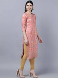 Myshka Stylish Pink 3/4 Sleeve Women's Kurta
