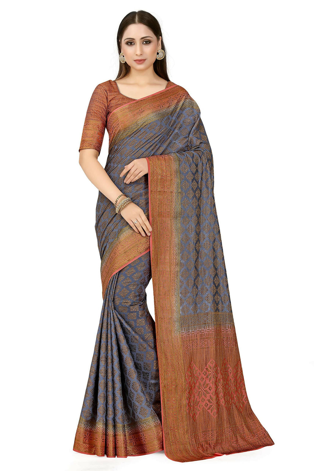 Mimosa Women's Patola Art Silk Grey Saree