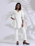 trueBrowns White Cotton Blend Co-ord Set