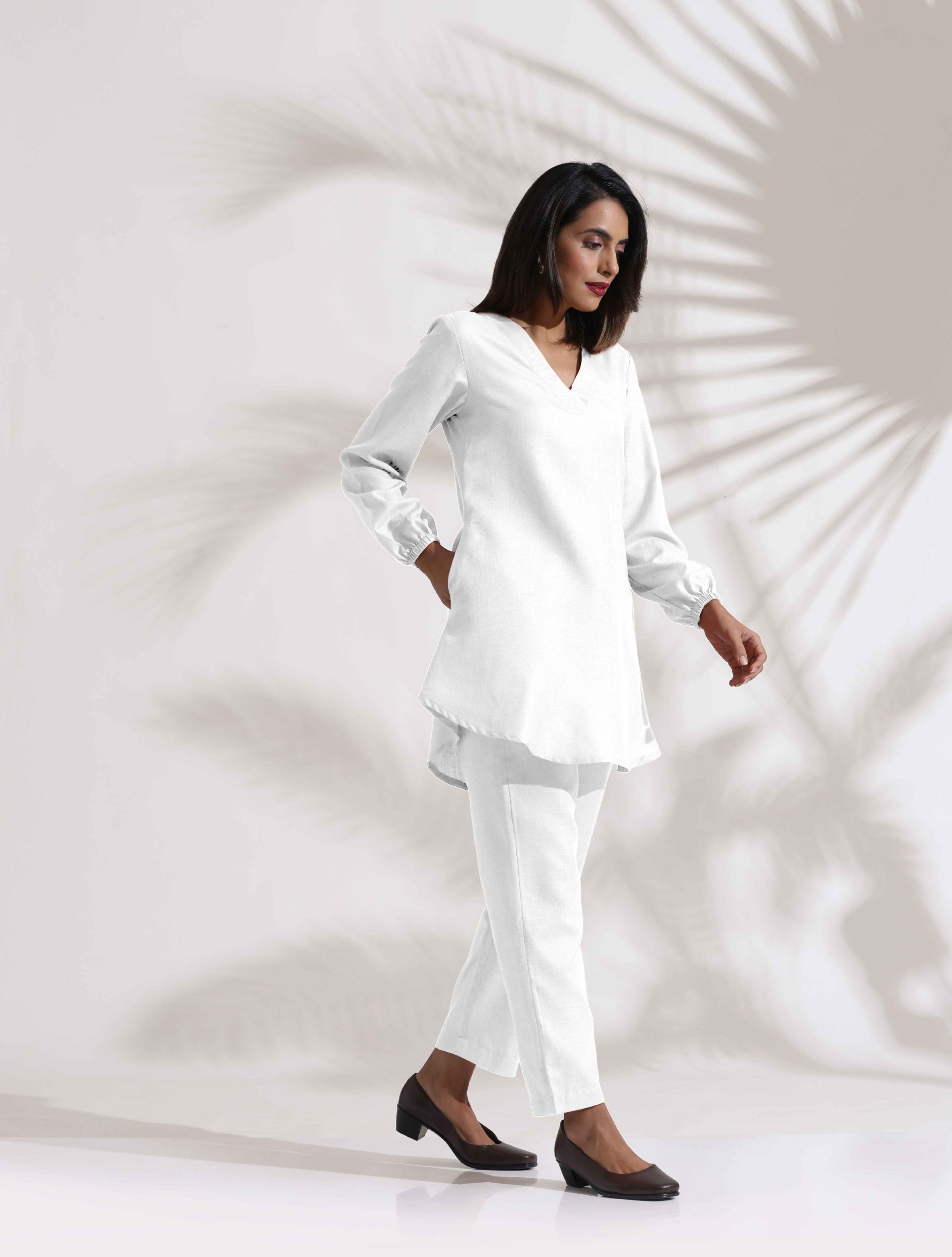 trueBrowns White Cotton Blend Co-ord Set