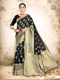 Vardha Black Woven Zari Drops Banarasi Saree