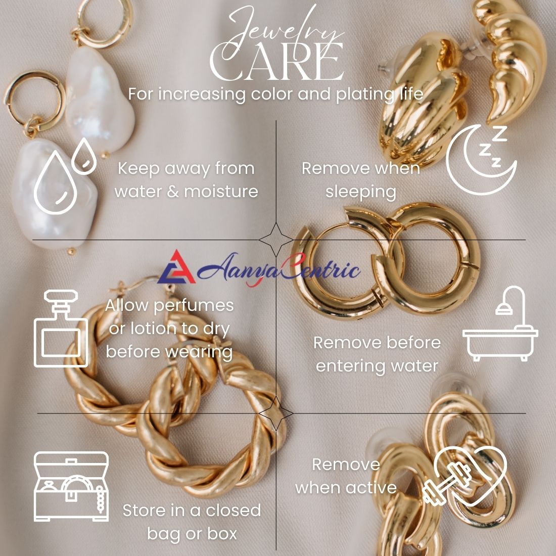 AanyaCentric Stylish Silver Plated Anklet & Gold-Polished American Diamond Earring Combo for Girls & Women