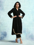 trueBrowns Black Velvet Lace Kurta