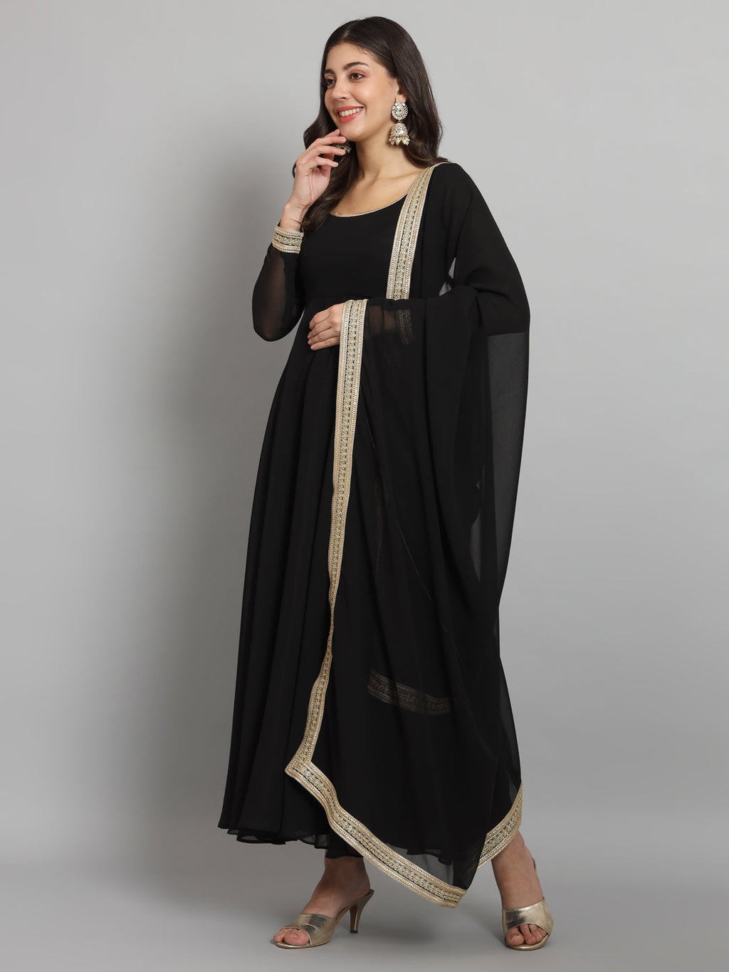 Fab Fashion Black Gota Anarkali Set