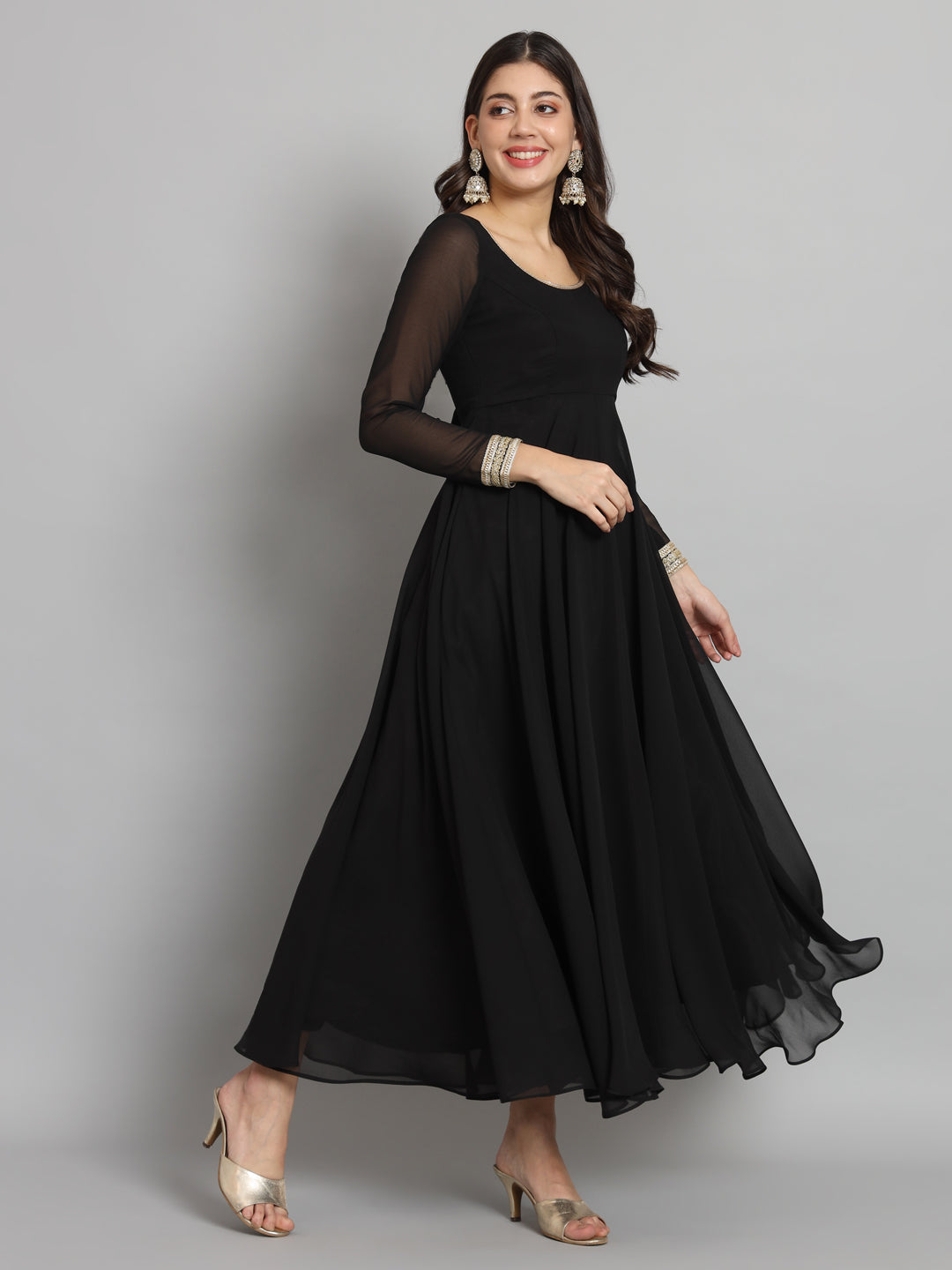 Fab Fashion Black Gota Anarkali Set