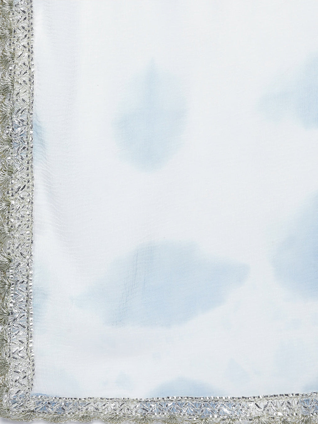 HERE&NOW Women Blue & White Ethnic Embroidered Kurta with Trousers & With Dupatta